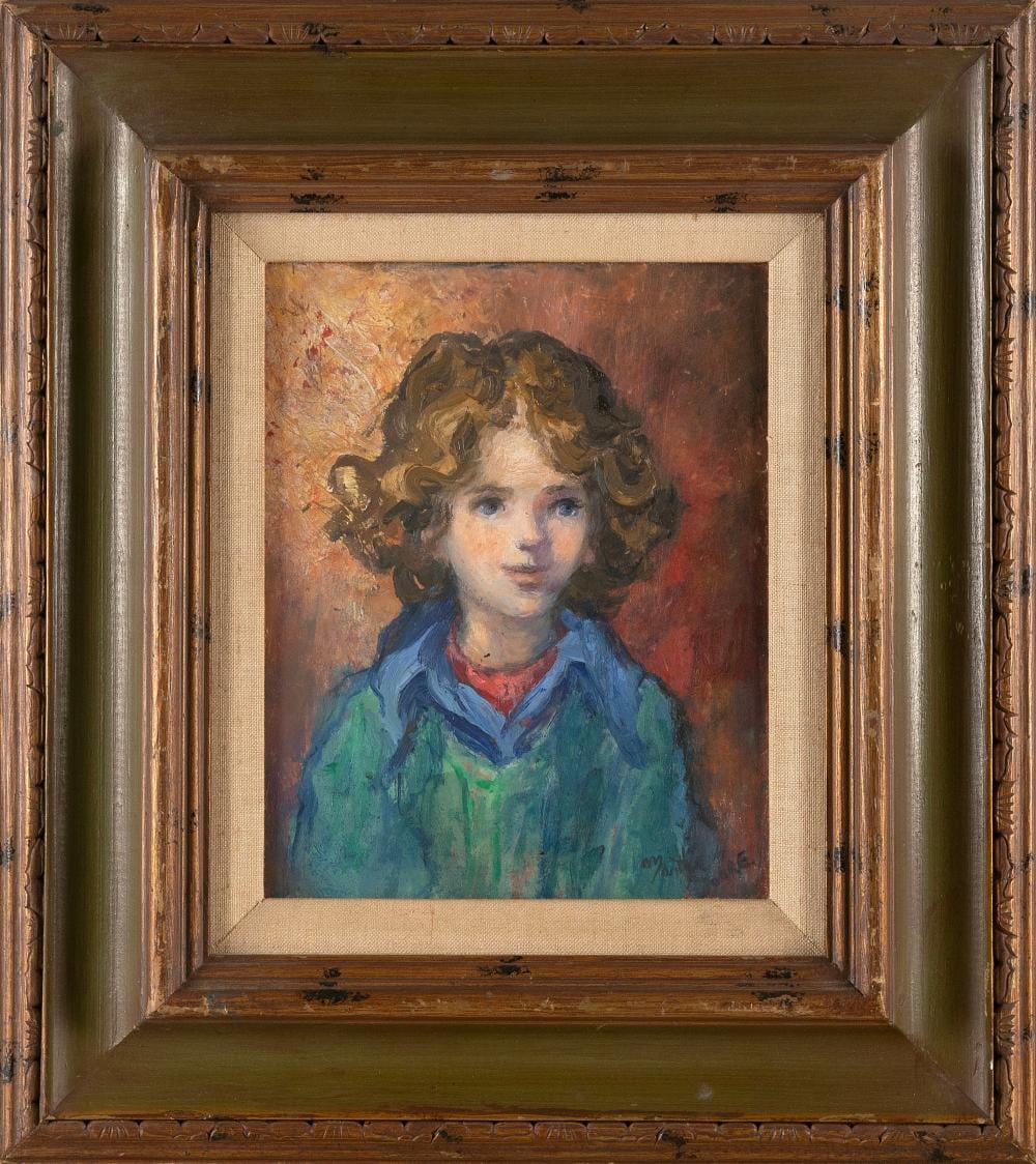 Martha Elizabeth Moore comparable auction result: martha elizabeth moore new jersey massachusetts 1913 1982 young girl in green oil on panel 10 x 8 framed 18 x 16