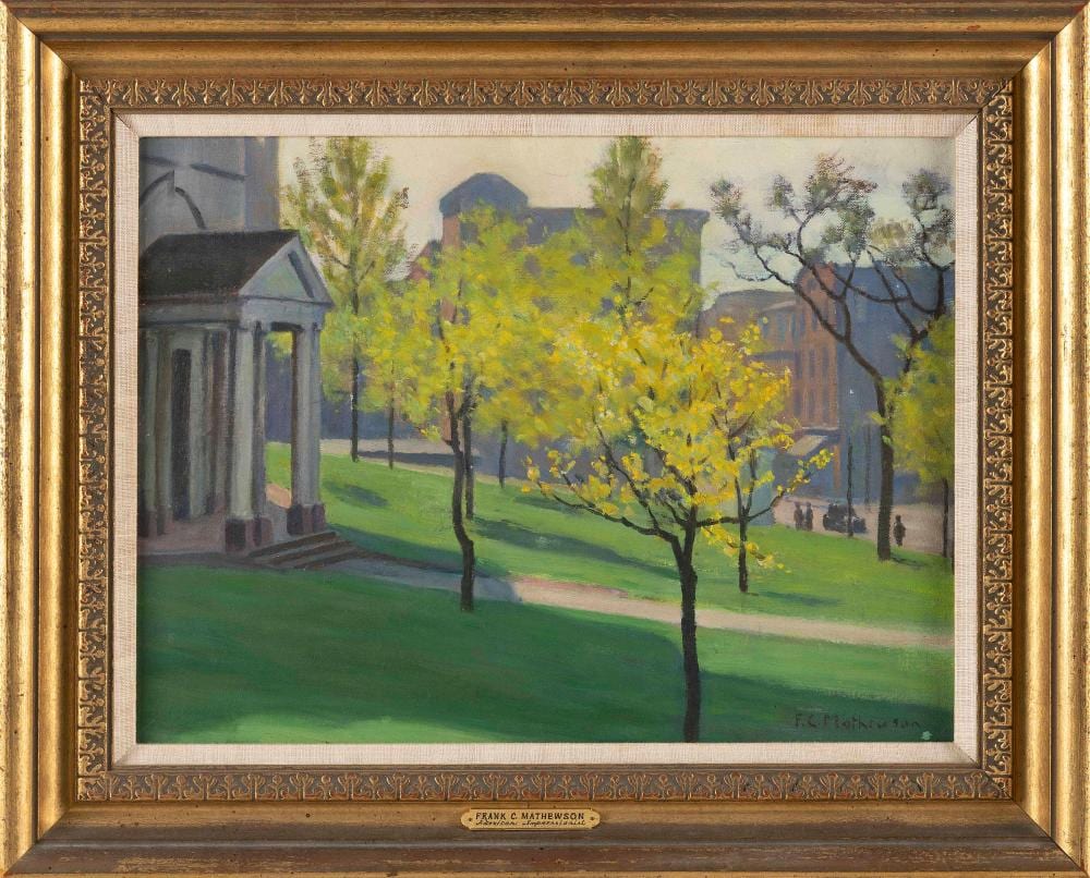 frank convers mathewson rhode island 1862 1941 scene of providence rhode island oil on canvas board 12 x 16 framed 16 5 x 20 5 · Eldred's · 2024-10-24 Frank Convers Mathewson comparable auction result: frank convers mathewson rhode island 1862 1941 scene of providence rhode island oil on canvas board 12 x 16 framed 16 5 x 20 5