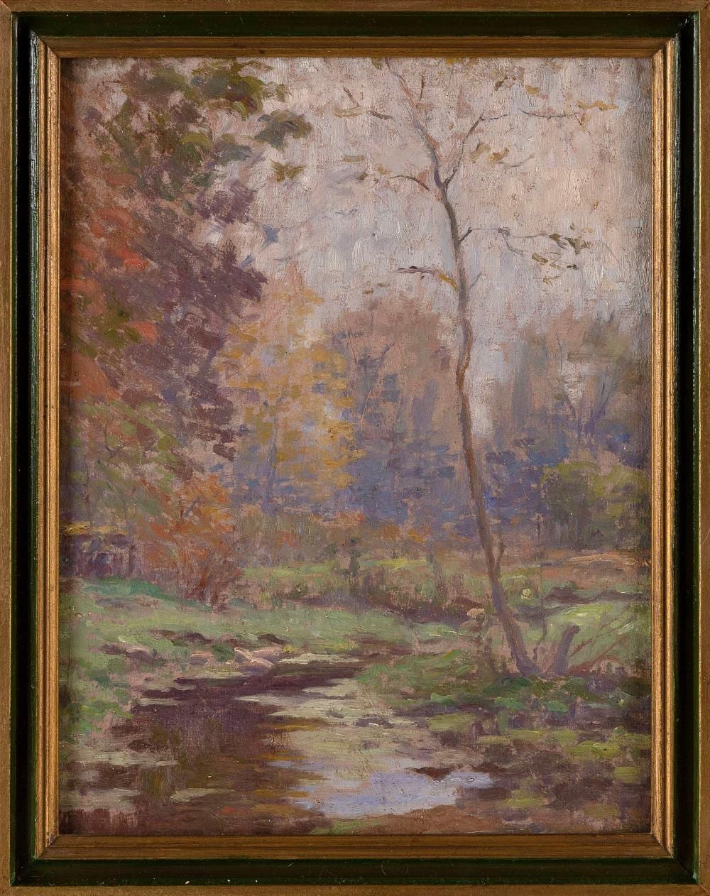 Charles F. Chamberlain comparable auction result: charles franklin chamberlain michigan france 1871 1947 autumn stream oil on masonite 13 x 10 framed 14 5 x 11 5