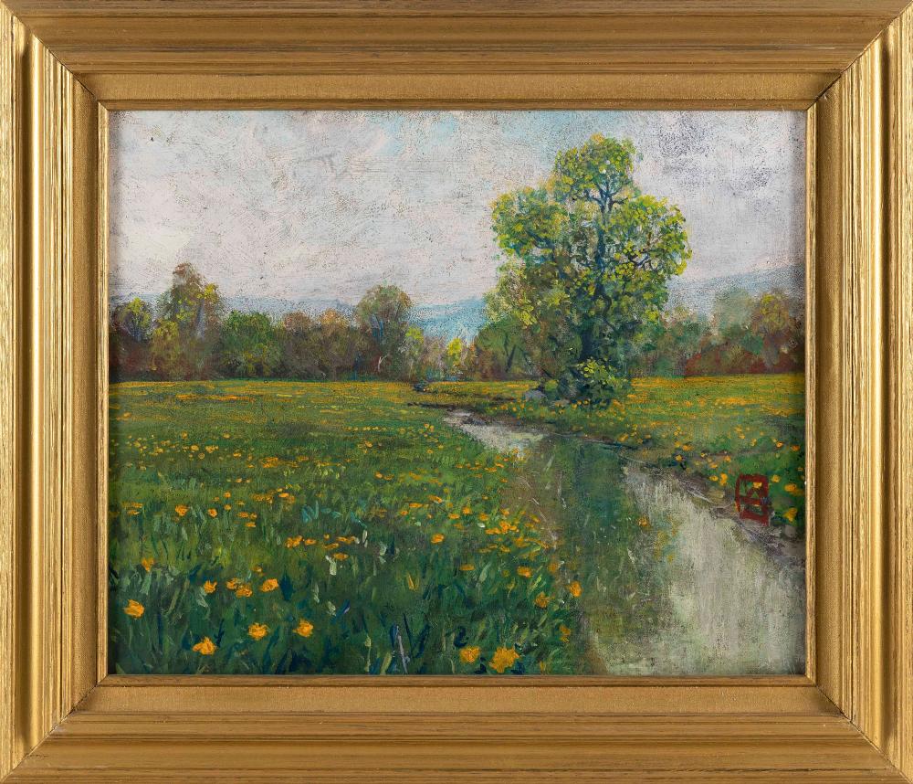 Wally Ames comparable auction result: wally ames vermont 1942 dandelions in a meadow oil on board 16 x 20 framed 21 5 x 25 5