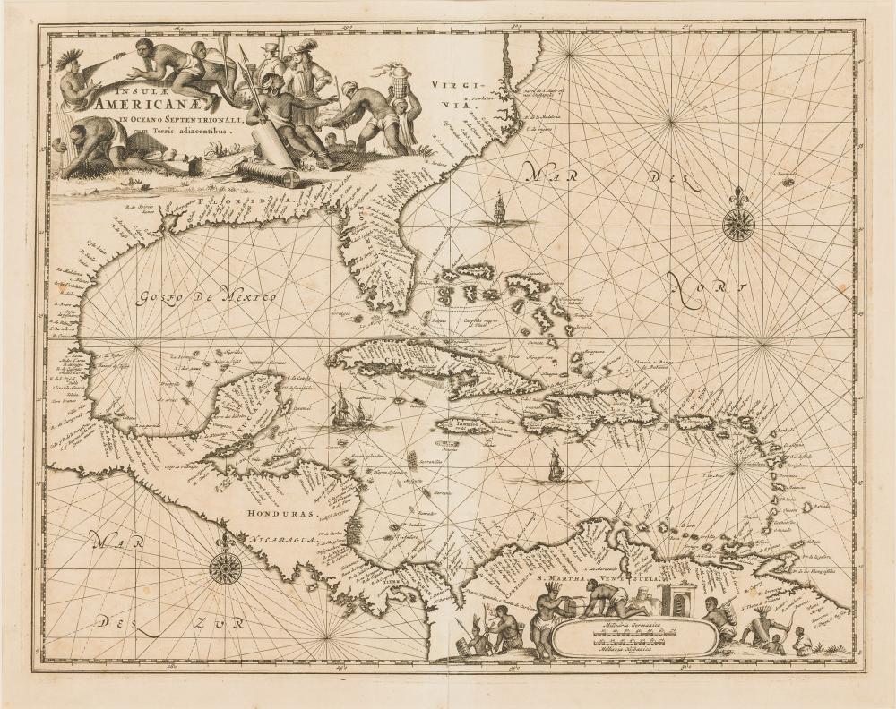 Arnoldus Montanus comparable auction result: arnoldus montanus early map of america caribbean c 1670