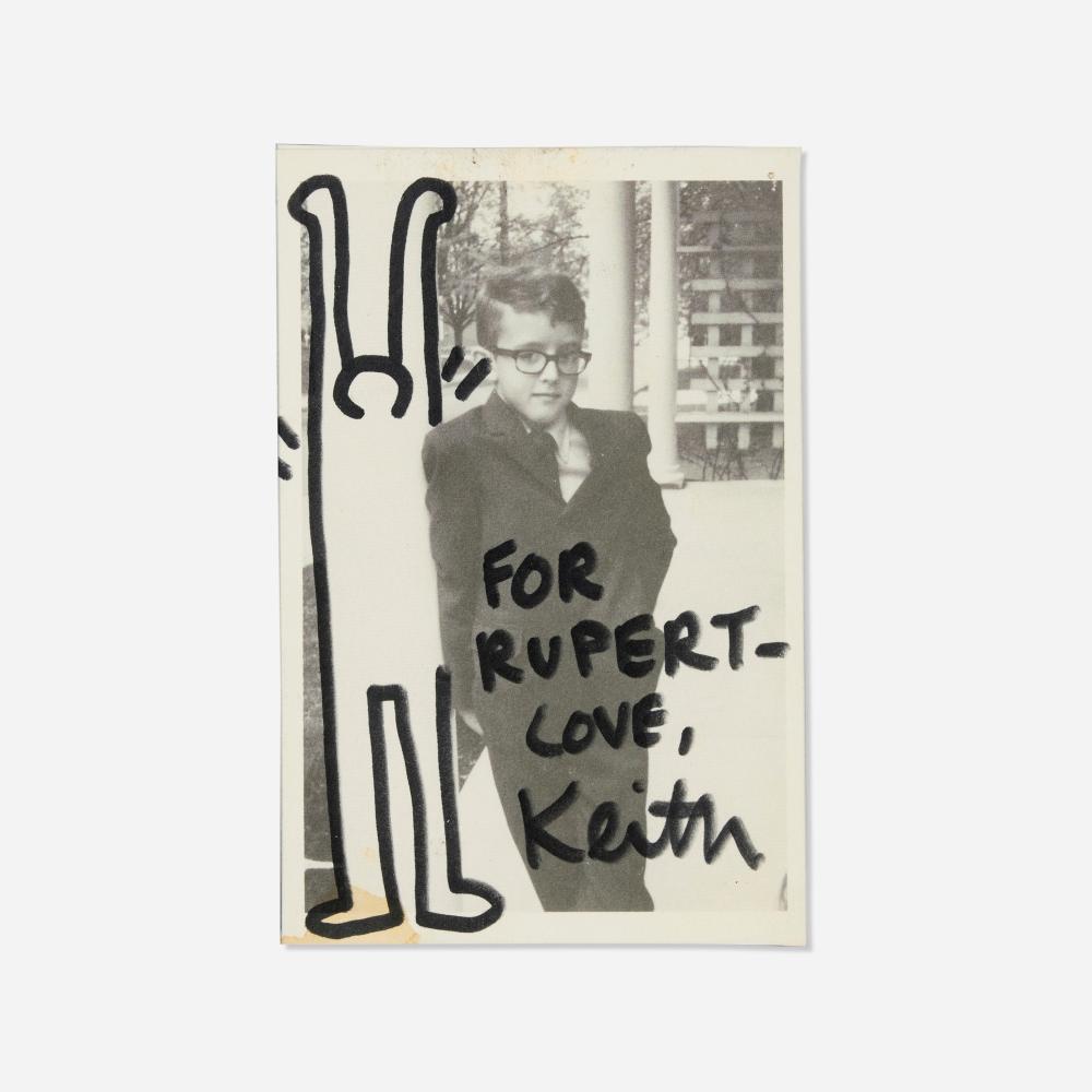 Keith Haring, Photo with original drawing sold by Rago Arts and Auction Center, lot 114 — auction record photograph