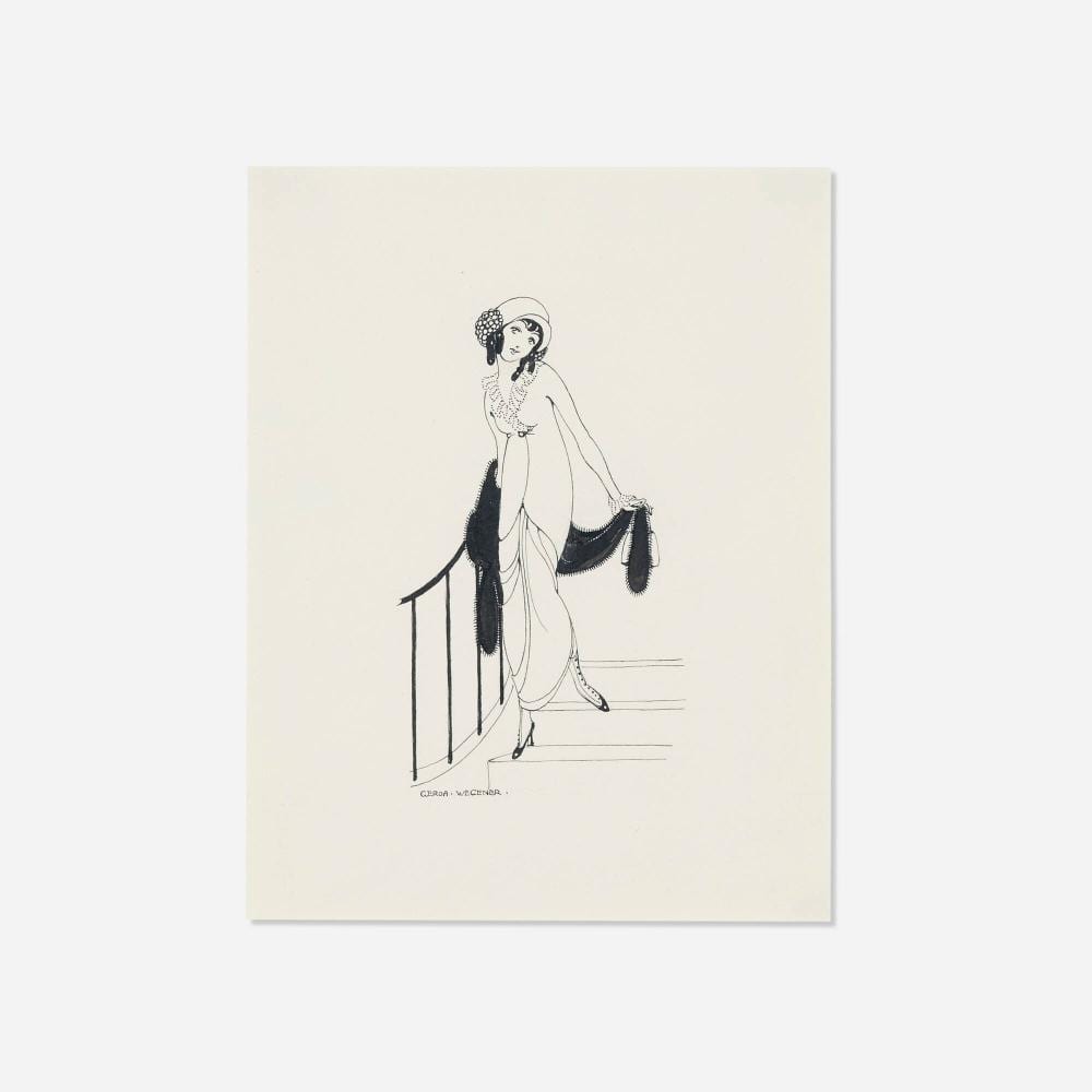 Gerda Wegener comparable auction result: gerda wegener woman descending stairs