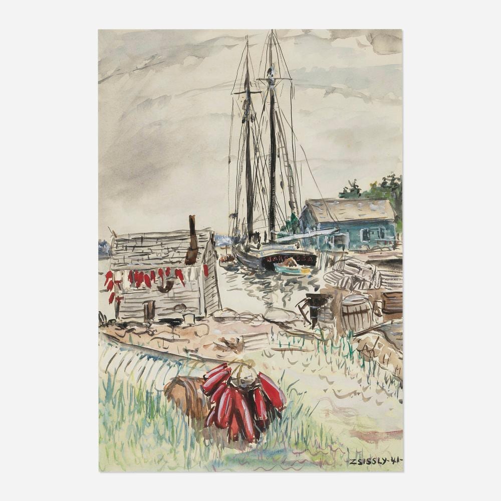 Malvin Marr Albright comparable auction result: zsissly malvin albright untitled port scene