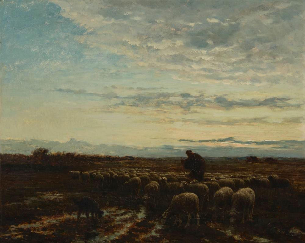 Jean Ferdinand Chaigneau comparable auction result: jean ferdinand chaigneau 1830 1906 shepherd with flock