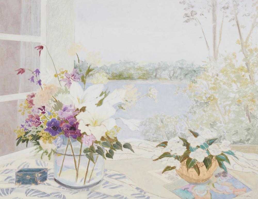 ellen gunn b 1951 still life of flowers in a window oil on canvas sight 33 5 h x 43 5 w · John Moran Auctioneers · 2024-10-29 Ellen Gunn comparable auction result: ellen gunn b 1951 still life of flowers in a window oil on canvas sight 33 5 h x 43 5 w