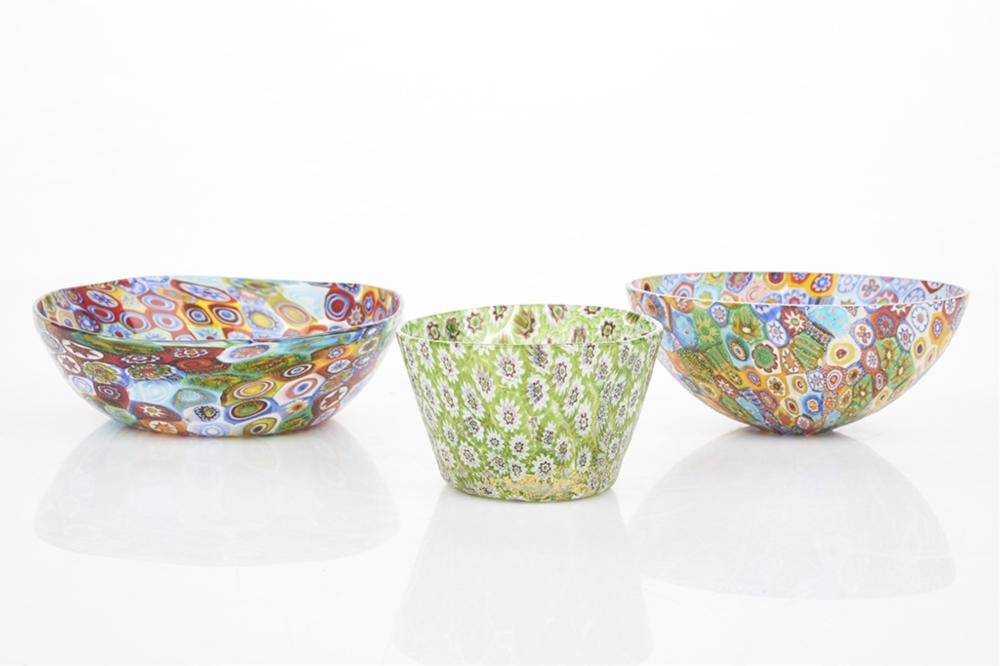 Adriano dalla Valentina comparable auction result: adriano dalla valentina italian 1945 2019 three millefiori bowls diameter 13 cm largest