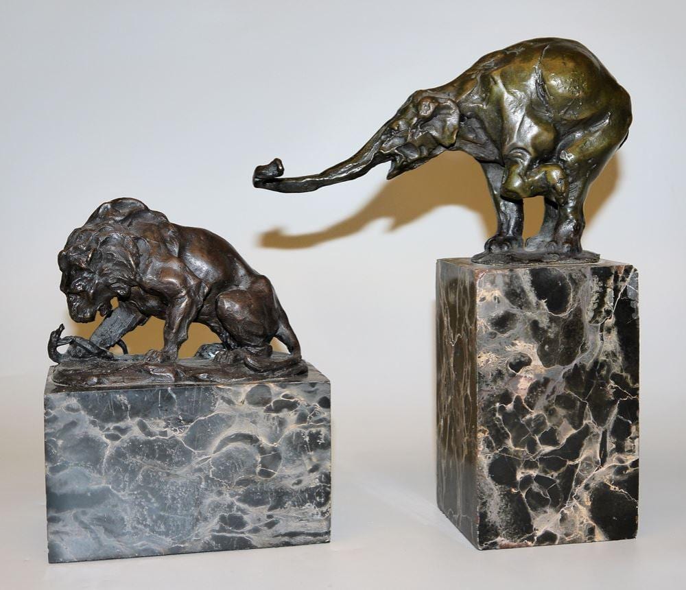 Louis van Kuyck comparable auction result: louis albert carvin elefant l we mit schlange 2 bronzeplastiken