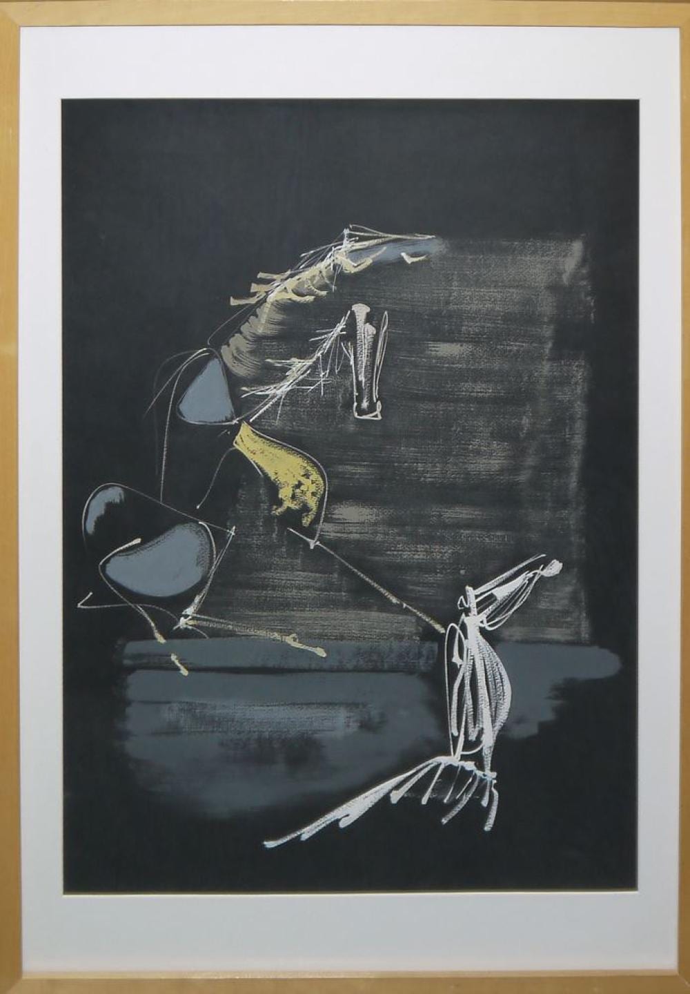 Edgar Jené comparable auction result: edgar jen surreal abstrahierte pferde mischtechnik von 1958 gerahmt