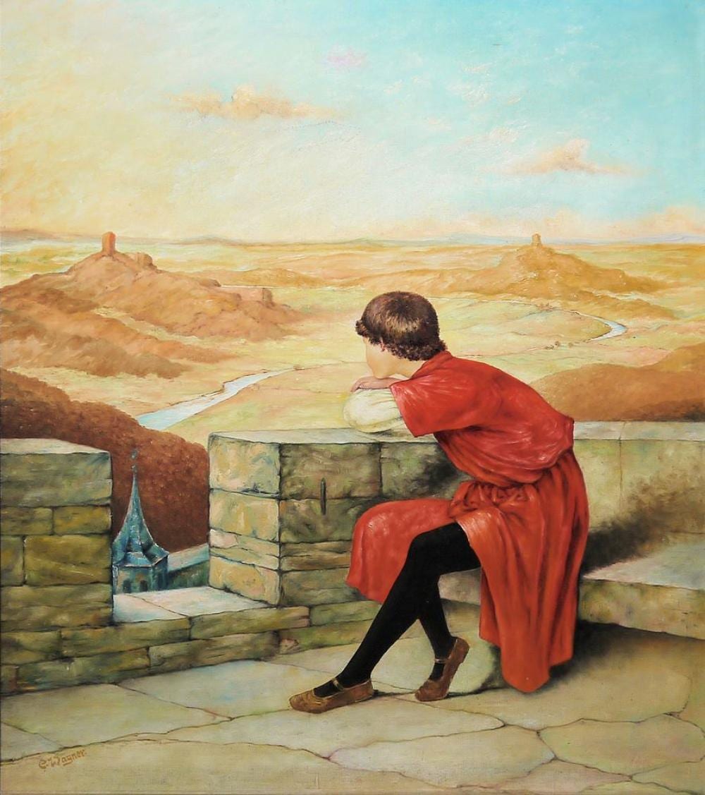 Cornelius Wagner comparable auction result: cornelius wagner blick in die ferne symbolistisches lgem lde gerahmt