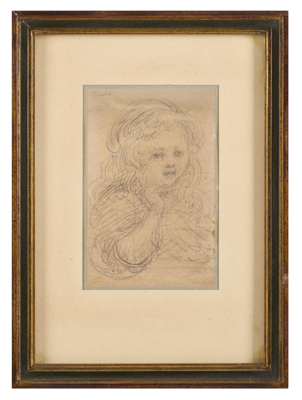 Giovanni Carnovali comparable auction result: giovanni carnovali attr portrait of a young girl black pencil on gray paper 14x68 mm inscribed in the upper left hand corner in black pencil piccio defects