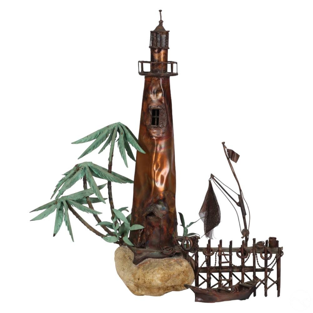 Jim Lewk comparable auction result: jim lewk b 1940 modern copper lighthouse sculpture