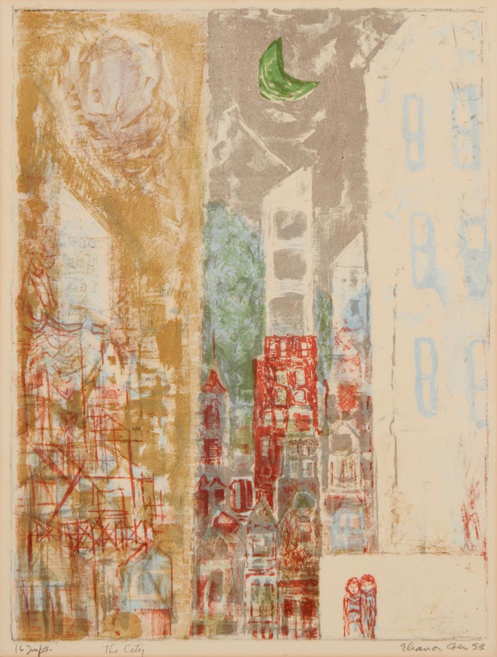 Eleanor Coen comparable auction result: eleanor coen 1916 2010 the city 1953 lithograph on paper image 19 h x 14 w