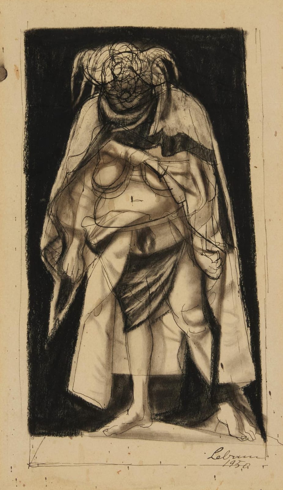 Rico Lebrun comparable auction result: rico lebrun 1900 1964 figure enrobed 1950