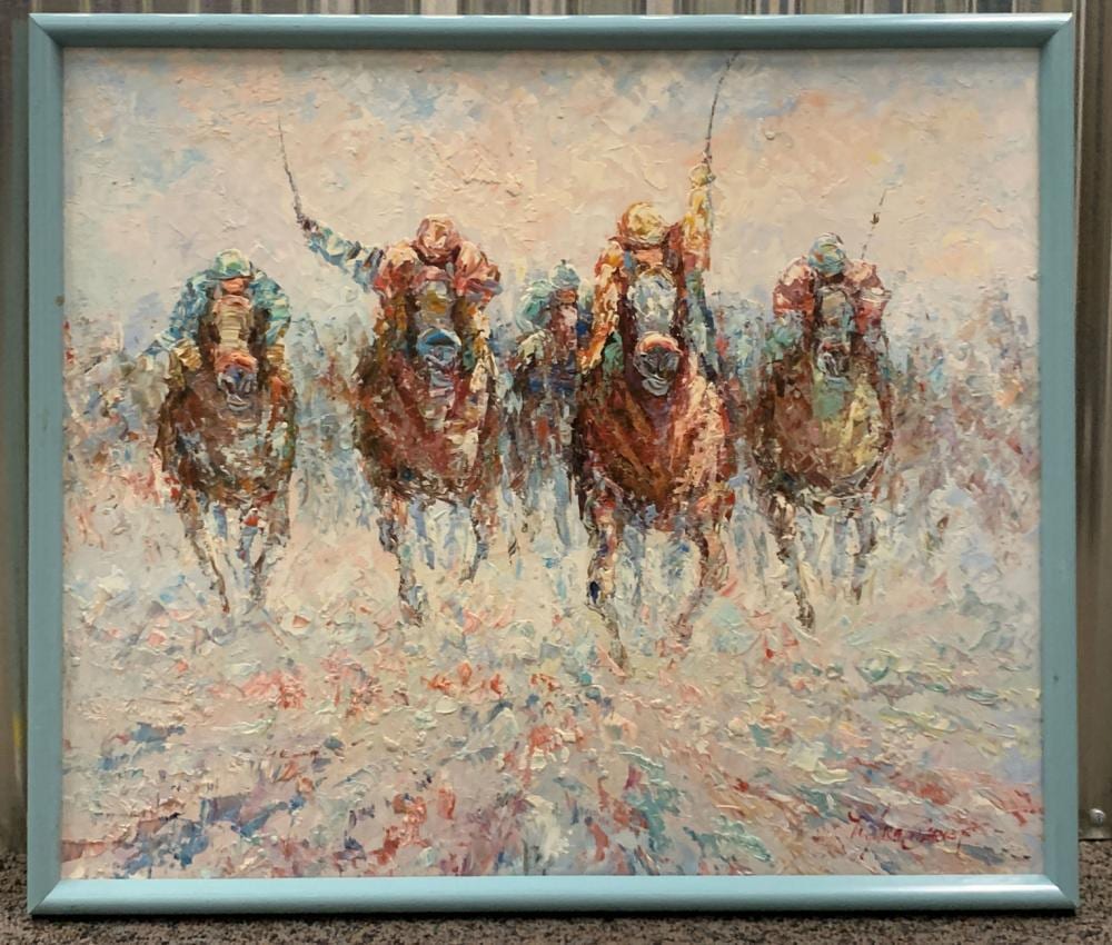 Marie Charlot comparable auction result: marie charlot oil on canvas of horse race