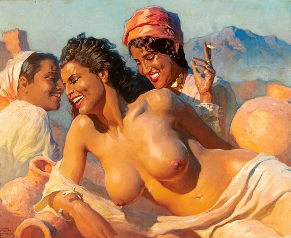 Adam Styka comparable auction result: adam styka 1890 1959 three women under the moroccan sun