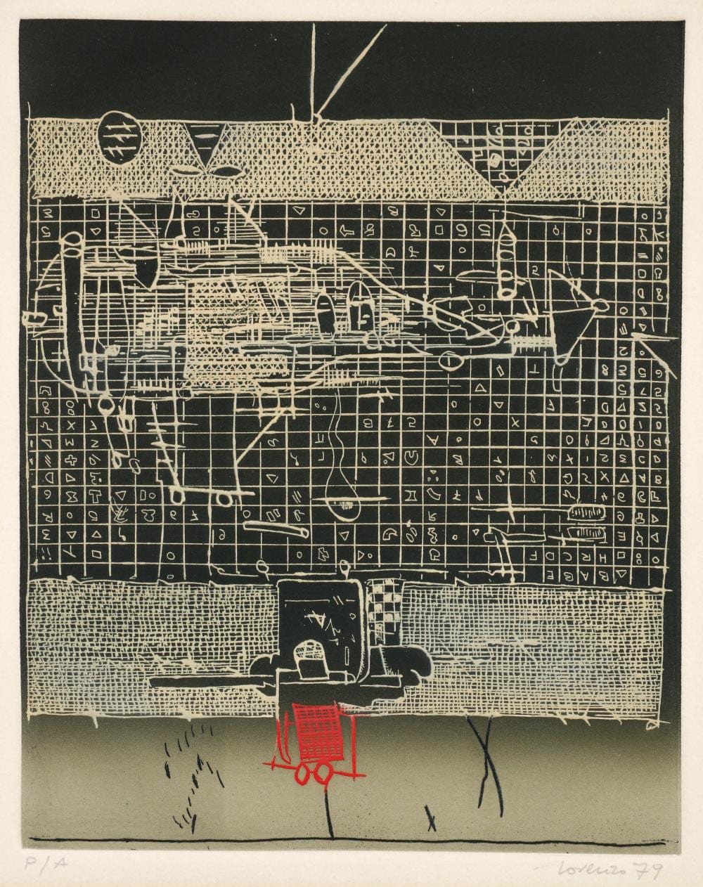 Antonio Lorenzo comparable auction result: antonio lorenzo 1979 color etching untitled abstraction