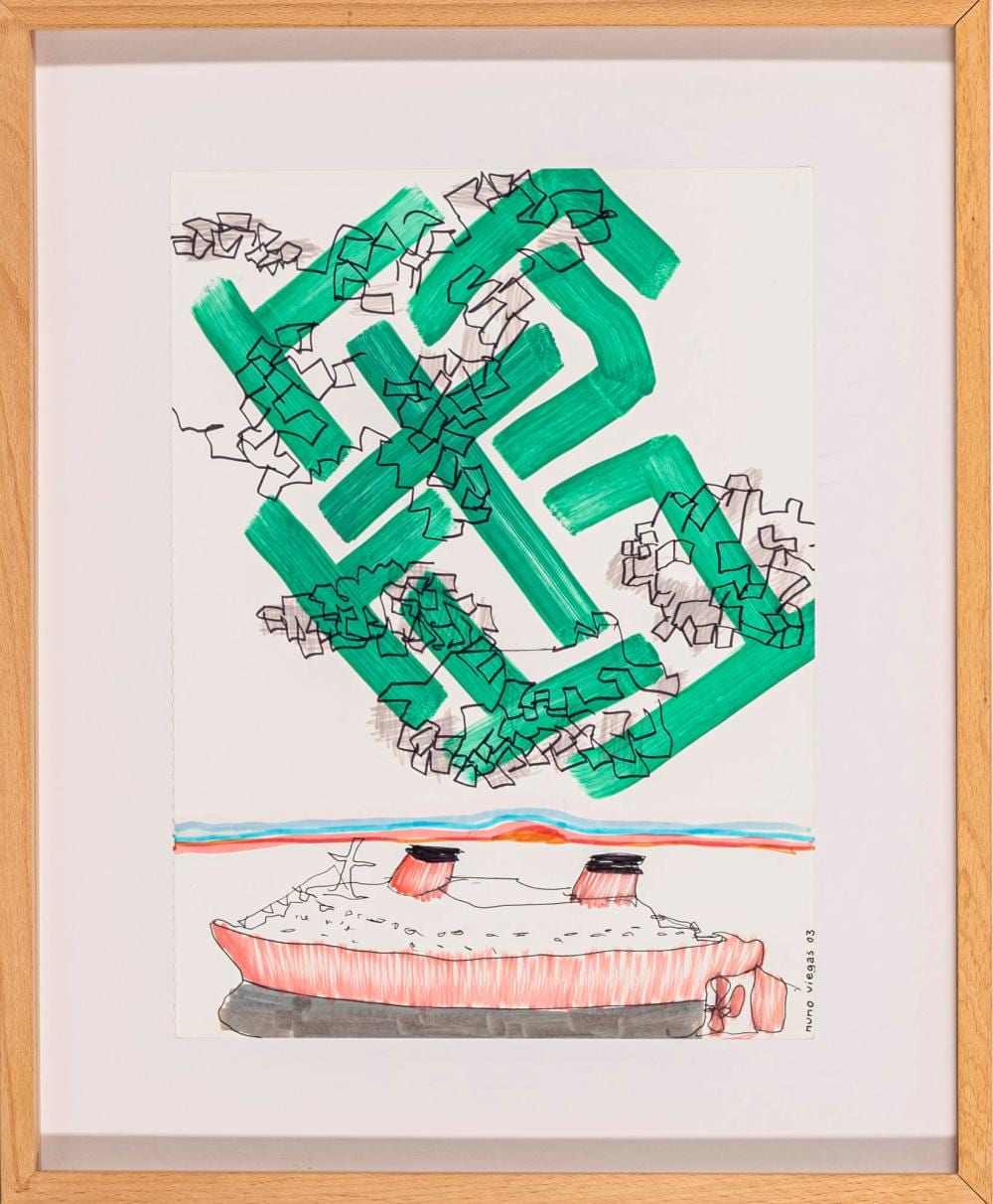 Nuno Viegas comparable auction result: nuno viegas 1985 lava desenho sem t tulo tinta preta e caneta de feltro sobre papel assinado e datado de 2003 dim aprox 35 x 26 cm
