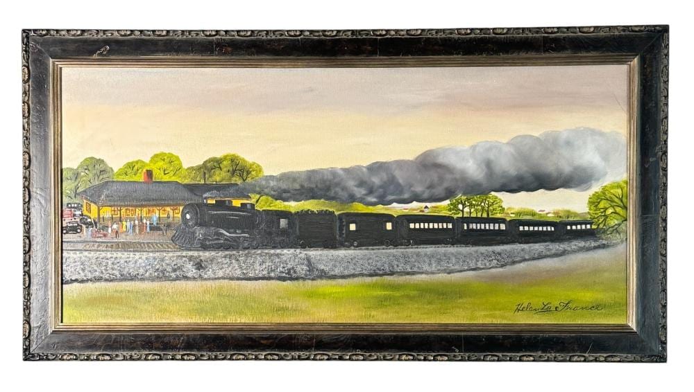 Helen LaFrance comparable auction result: viola station large oil by helen lafrance