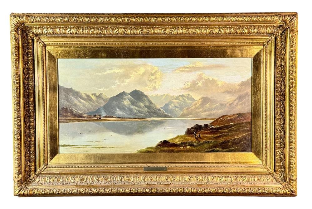 Charles Leslie comparable auction result: english lake scene by charles leslie