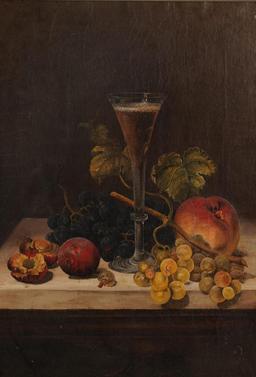 Robert Spear Dunning comparable auction result: robert spear dunning 1829 1905 still life with fruit and wine