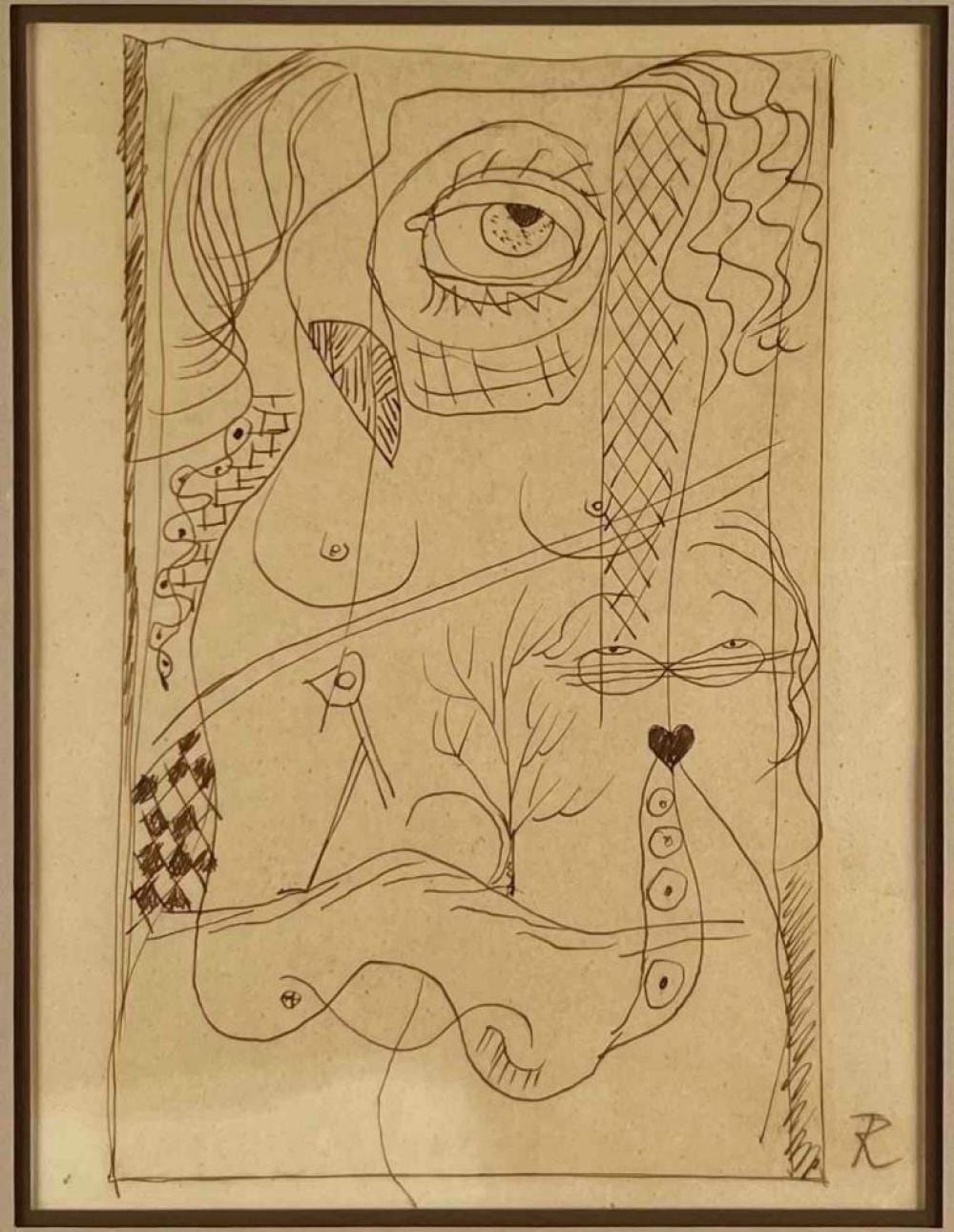 Hans Reichel comparable auction result: hans reichel 1892 1958 abstract portrait of woman drawing on paper
