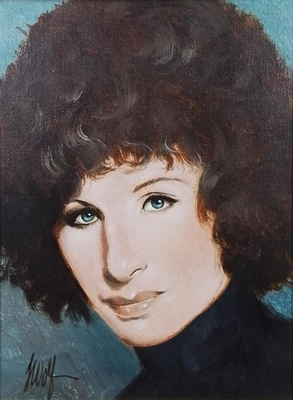 Jack Wolfe comparable auction result: jack wolfe barbara streisand oil on canvas