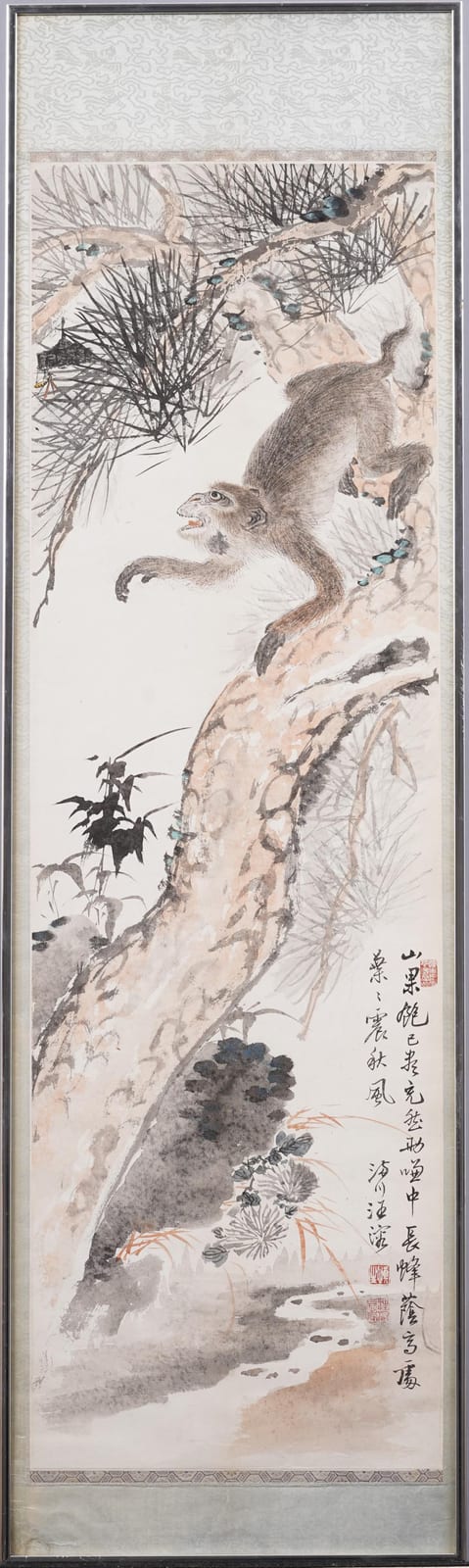Rong Wang comparable auction result: rong wang 1896 1972 antique chinese monkey in landscape important large watercolor painting