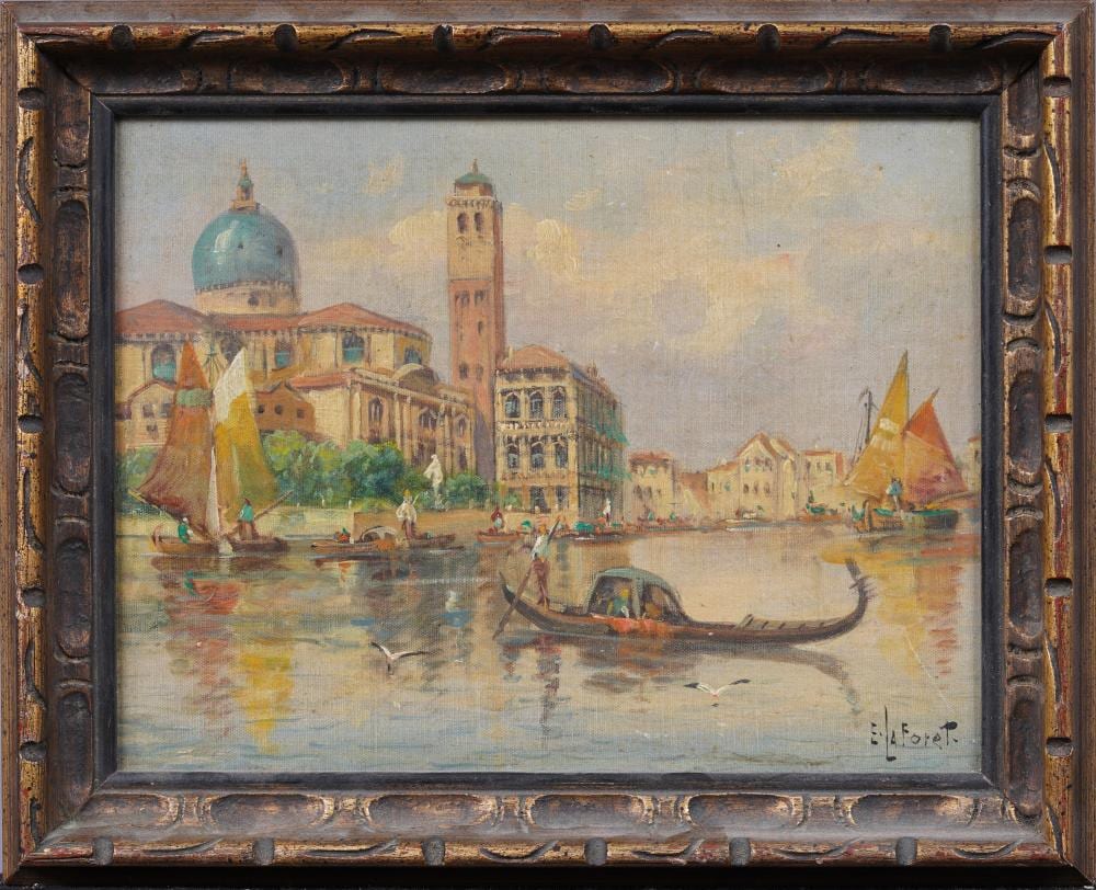 Eugene La Foret comparable auction result: eugene la foret 1884 1955 antique american impressionist in italy venice cityscape oil painting