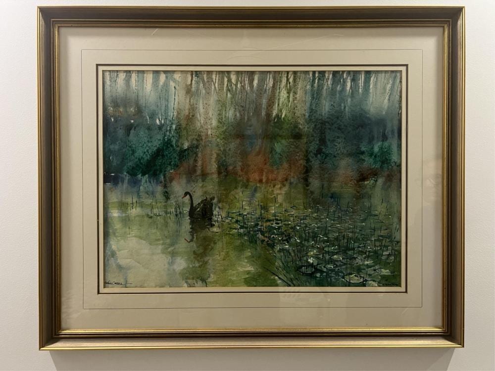 patrick carroll australian 1949 2019 black swan watercolour and acrylic on paper 54cm x 74cm · Lawsons · 2024-10-22 Patrick Carroll comparable auction result: patrick carroll australian 1949 2019 black swan watercolour and acrylic on paper 54cm x 74cm