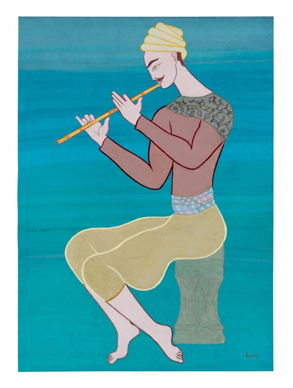 Abdelaziz Gorgi comparable auction result: abdelaziz gorgi 1928 tunis 2008 tunis joueur de fl te flute player