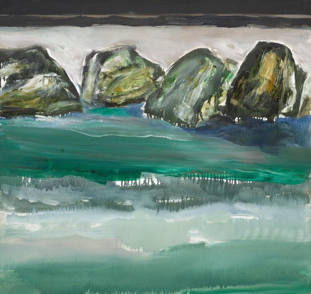 Barrie Cooke comparable auction result: barrie cooke 1931 2014 green stones acrylic on canvas 38 x 40 in 96 5