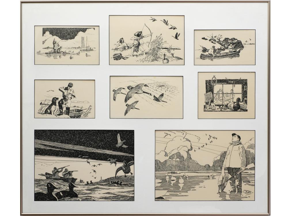 Roy Grinnell comparable auction result: roy grinnell b 1933 eight pen and ink drawings