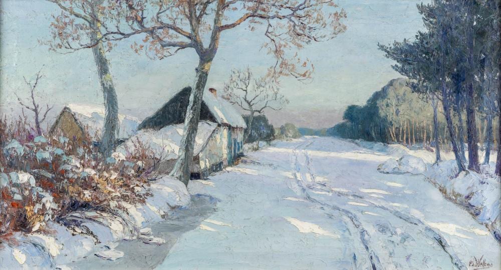 Karel Wellens comparable auction result: charles wellens 1889 1959 winter landscape w 86 x h 47 cm