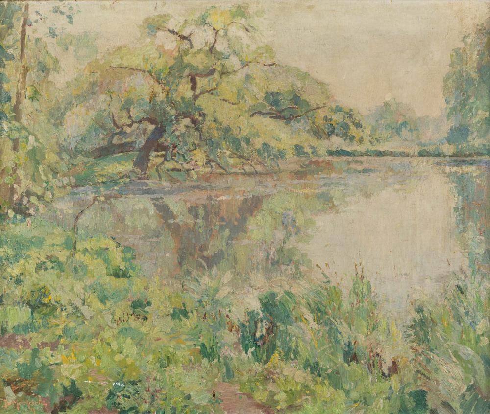 jules merckaert 1872 1924 the pond 1916 w 60 x h 50 cm · Flanders Auctions · 2024-11-05 Jules Merckaert comparable auction result: jules merckaert 1872 1924 the pond 1916 w 60 x h 50 cm