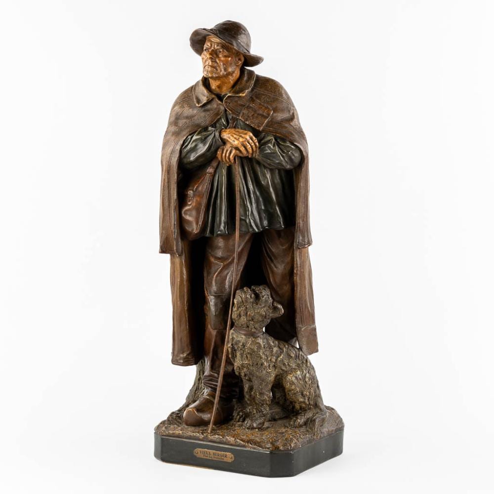Joseph Le Guluche comparable auction result: joseph le guluche 1849 1915 vieux berger l 22 x w 25 x h 65 cm