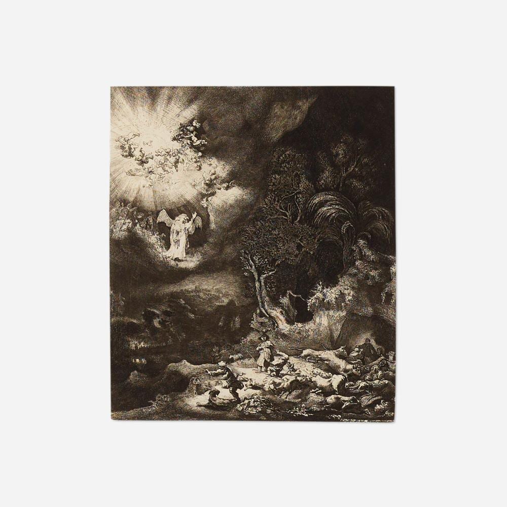 Amand Durand comparable auction result: amand durand after rembrandt the angel appearing to the shepherds