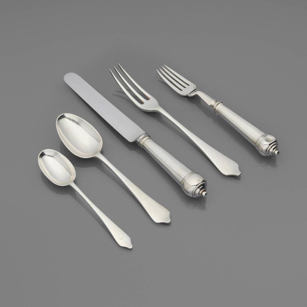 James Robinson comparable auction result: james robinson partial trifid cannon and shield end flatware service