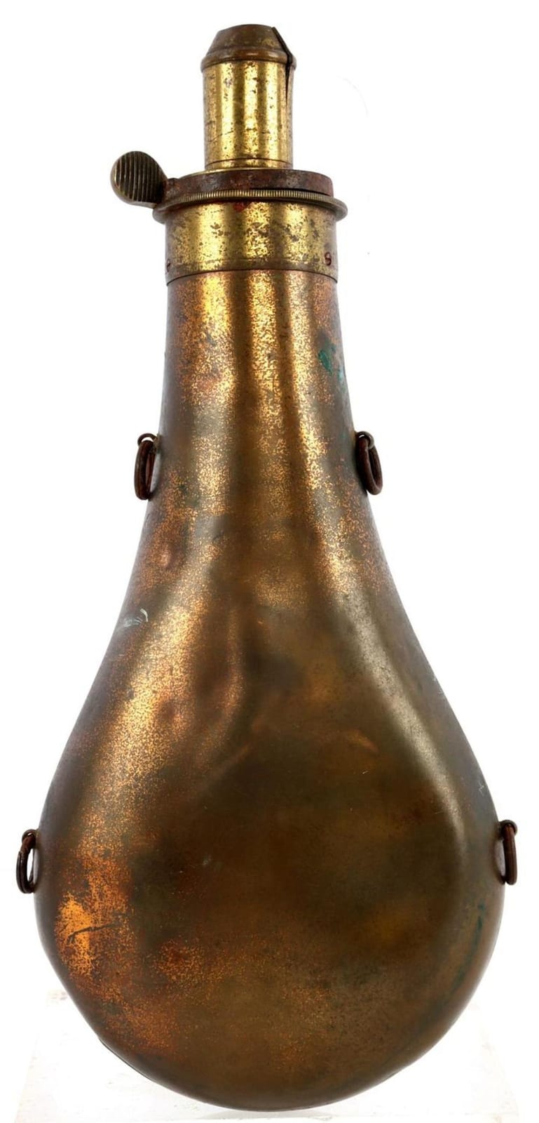 CIVIL WAR CONFEDERATE POWDER FLASK sold by Affiliated Auctions & Realty LLC, lot 6366 — auction record photograph