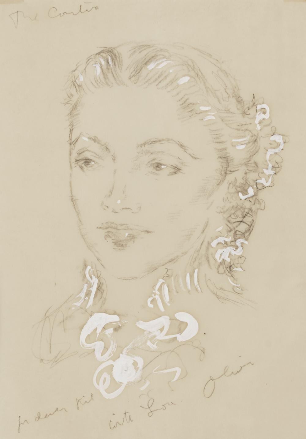 Oliver Messel comparable auction result: oliver hilary sambourne messel 1904 1978 portrait of katharine cornell as the countess circa 1955 sight 10 1 2 x 7 3 8 in 26 7 x 18 7 cm