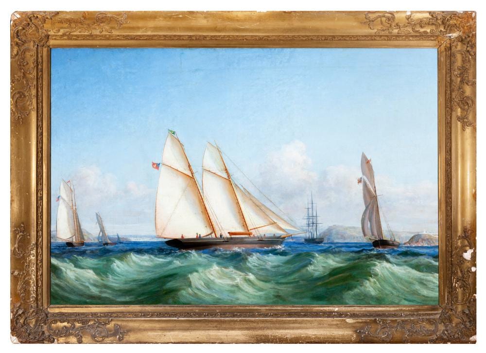 George Mounsey Wheatley Atkinson comparable auction result: george mounsey wheatley atkinson 1806 1884 racing yachts at the entrance to cork harbour with roches point lighthouse