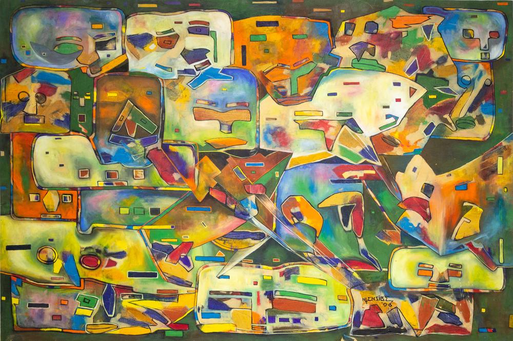 Joseph Ntensibe comparable auction result: joseph ntensibe ugandan born 1953 monument of masks 2006