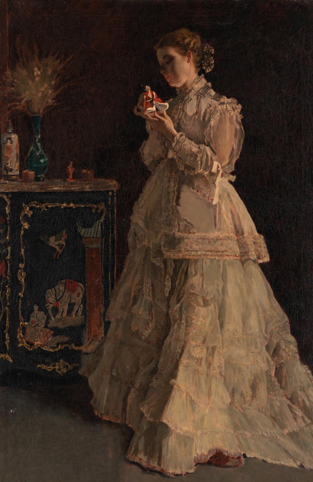 Eugène Verdyen comparable auction result: eug ne verdyen belgian 1836 1903 lady in pink