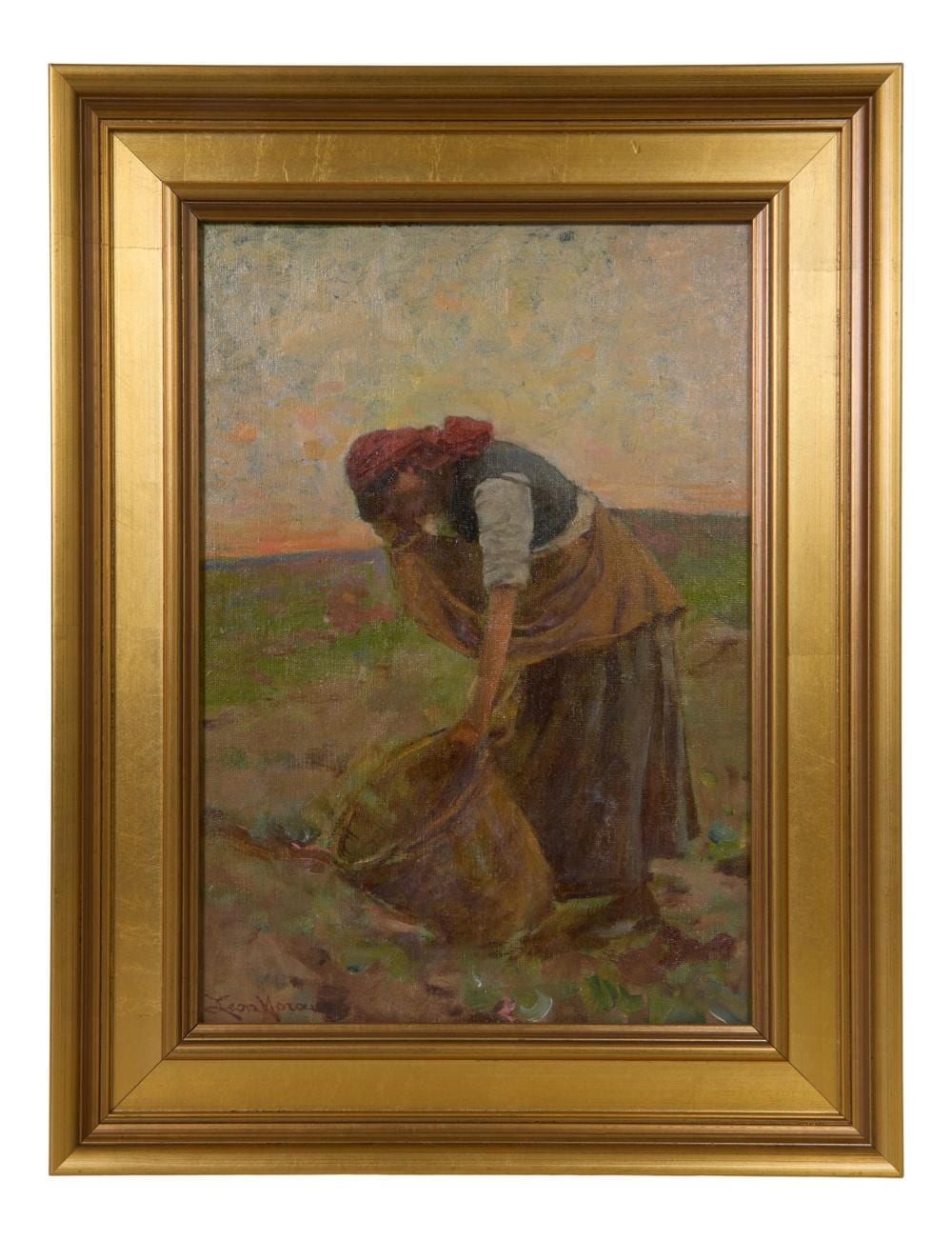 Leon Moran comparable auction result: leon moran american 1864 1941 mussel gatherer ca 1886 1890 h 12 3 4 in w 9 in framed h 16 1 2 in w 12 1 2 in