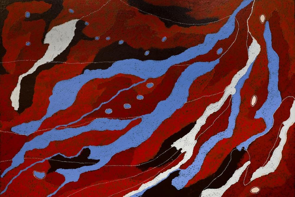 Jorna Newberry comparable auction result: jorna newberry my country acrylic on linen 121cm x 180cm