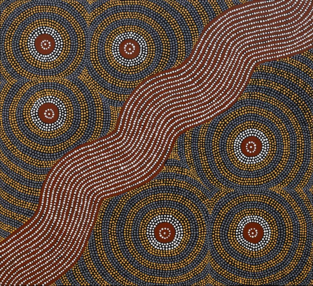 Katrina Rubuntja comparable auction result: katrina rubuntja bush seeds acrylic on canvas 83cm x 91cm