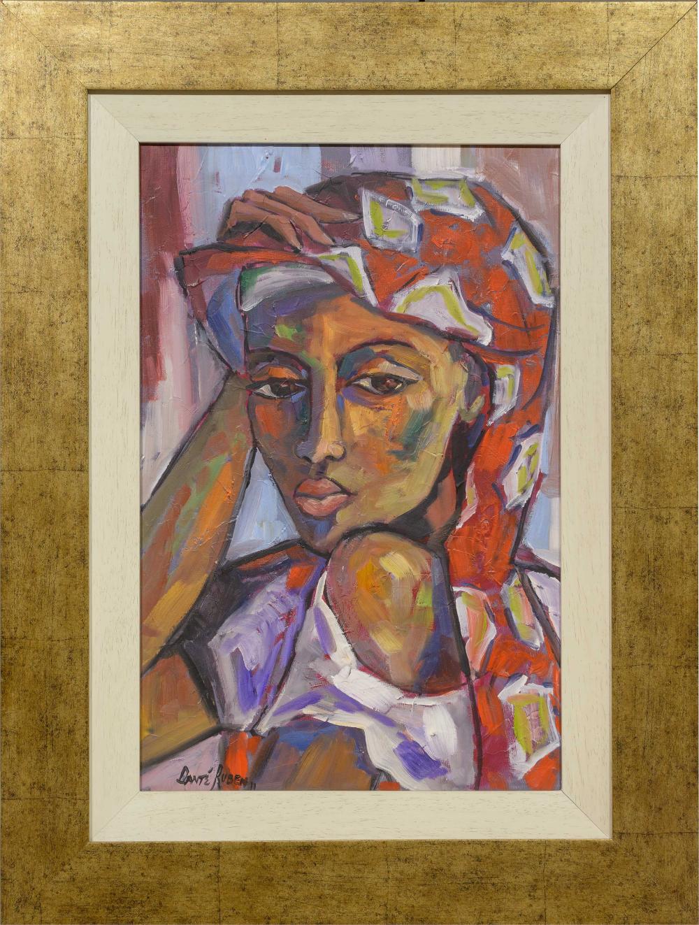 Dante Ruben comparable auction result: dante ruben sa born 1962 oil woman in a headscarf signed dated 11 52 x 34
