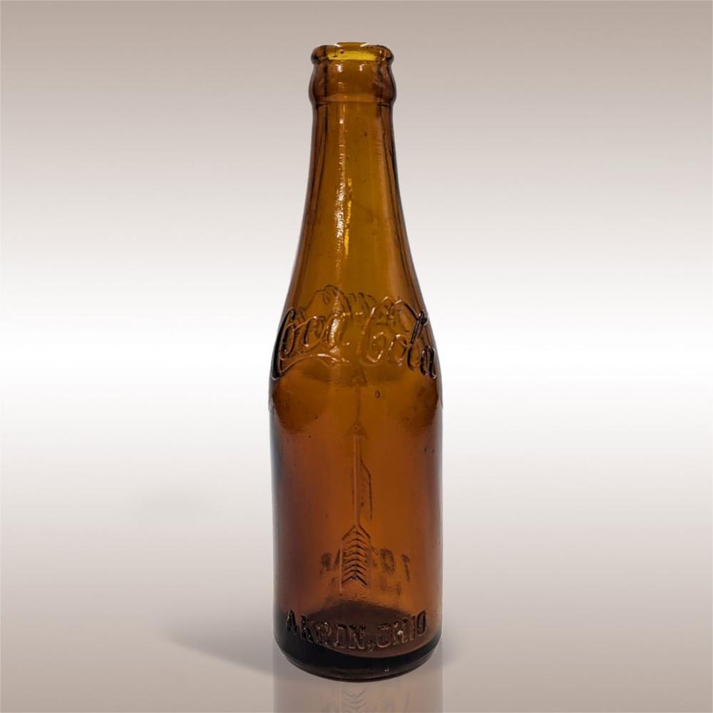 Antique Straight Sided Amber Glass Coca-Cola Advertising Bottle From Akron, Ohio, NO RESERVE sold by RB Fine Arts, lot 248 — auction record photograph