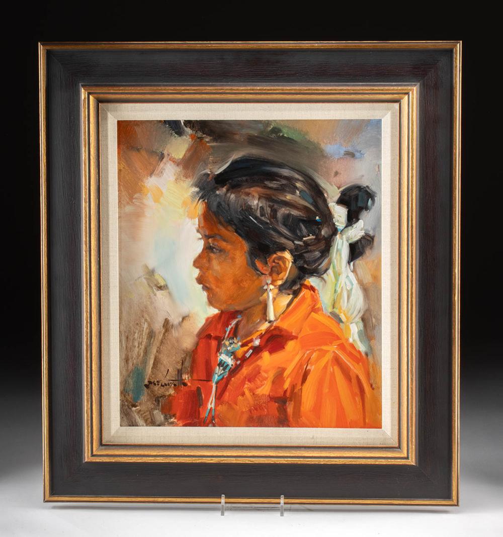 Clarence McGrath comparable auction result: clarence mcgrath painting native american girl
