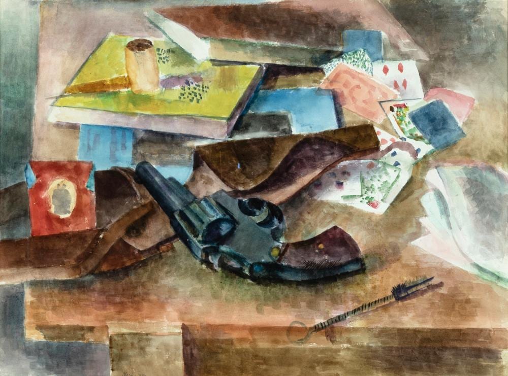 willard ayer nash still life with pistol 1930 · Santa Fe Art Auction · 2024-11-09 Willard Ayer Nash comparable auction result: willard ayer nash still life with pistol 1930